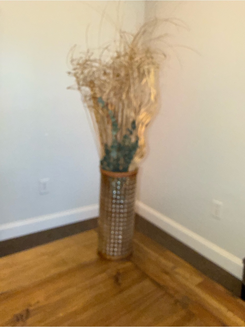 Pier 1 Gold Tall Floor Vase with Natural Stems - Picture 2 of 4